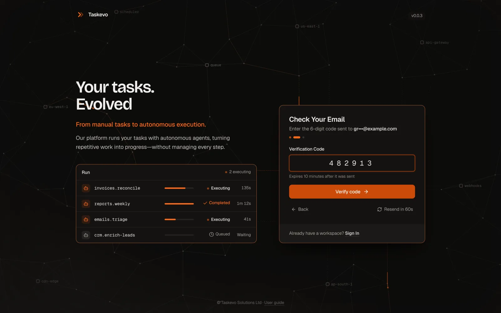 Sign-up step 2: the 6-digit verification code field